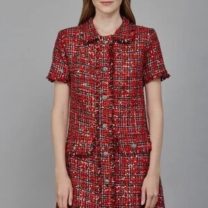 Fate Red Tweed Dress w/Gold Buttons